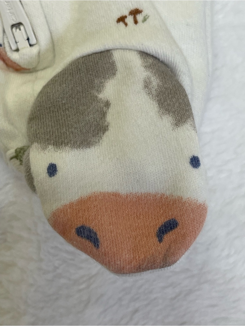 Carter's Newborn Brown Polka Dot Onesie & Footed Animal Print Sleeper 2 pieces - Picture 5 of 6